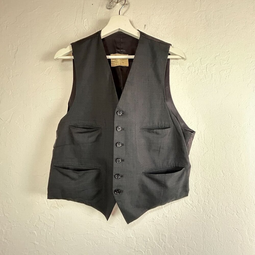 Jamess Lee & Co Custom Tailored Mens Waistcoat Vest Gray 1967 Vintage